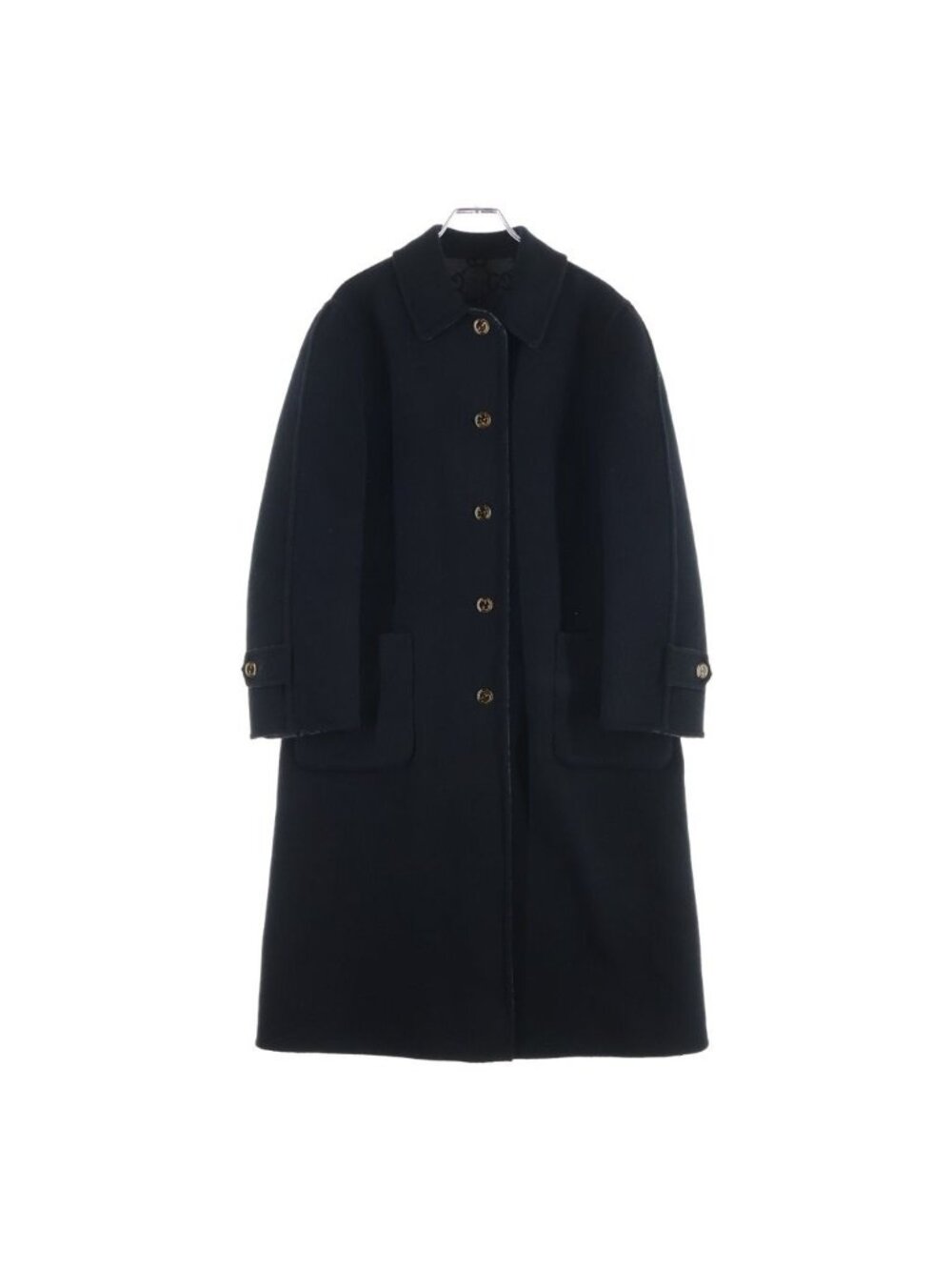 Gucci Reversible GG Wool Coat Long Gray Black
